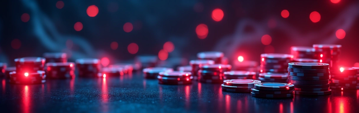 Casino en línea con luces de neón y ambiente de juego