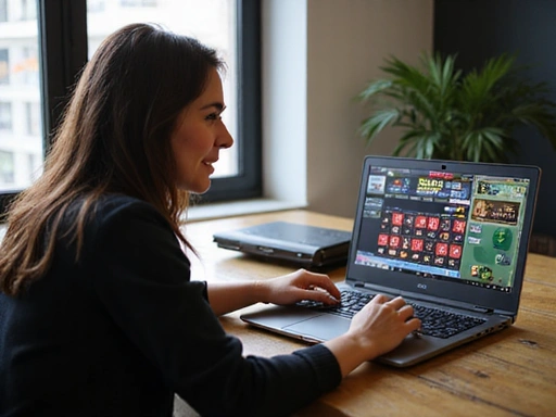 Persona usando laptop para jugar en casino online